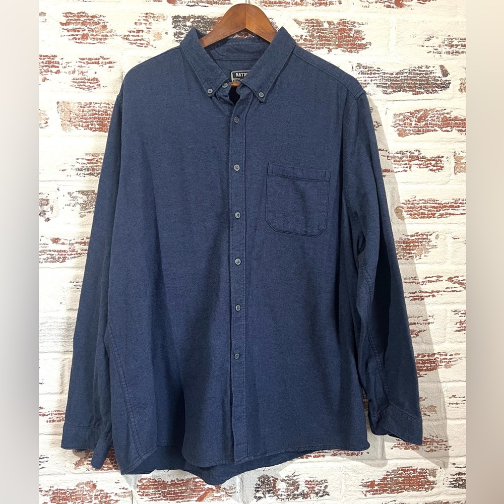 National Outfitters Men’s Button-down Shirt Blue Soft Denim Long Sleeve Sz L